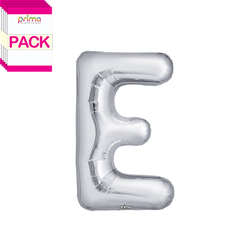 [PF-SLVE-16-50-2-BAND] 16" Silver Letter E (Pack of 5) - Prima