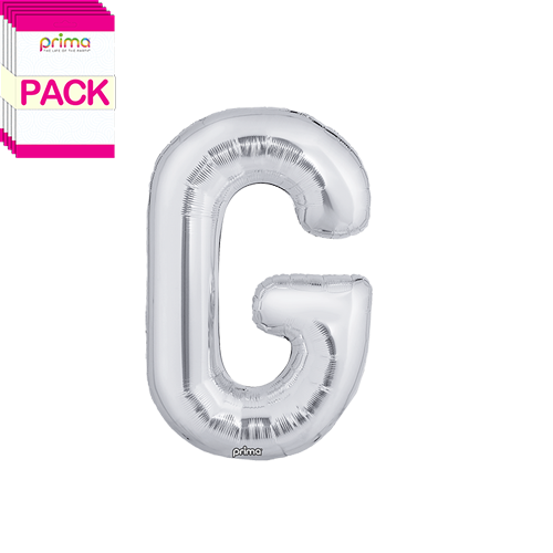 [PF-SLVG-16-50-2-BAND] 16" Silver Letter G (Pack of 5) - Prima