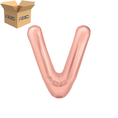 [PF-RGDV-16-50-2-CASE] 16" Rose Gold Letter V (Case of 50) - Prima