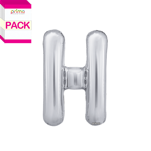 [PF-SLVH-16-50-2-BAND] 16" Silver Letter H (Pack of 5) - Prima