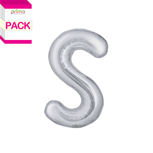 [PF-SLVS-16-50-2-BAND] 16" Silver Letter S (Pack of 5) - Prima