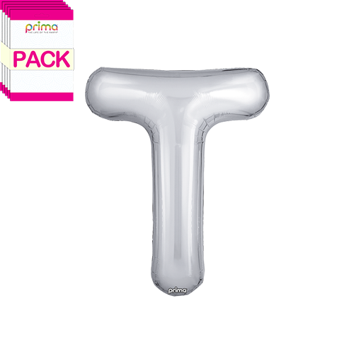 [PF-SLVT-16-50-2-BAND] 16" Silver Letter T (Pack of 5) - Prima