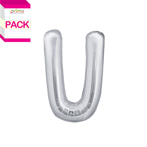 [PF-SLVU-16-50-2-BAND] 16" Silver Letter U (Pack of 5) - Prima