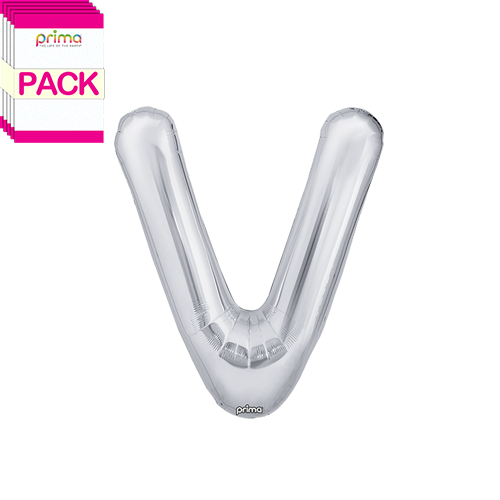 [PF-SLVV-16-50-2-BAND] 16" Silver Letter V (Pack of 5) - Prima
