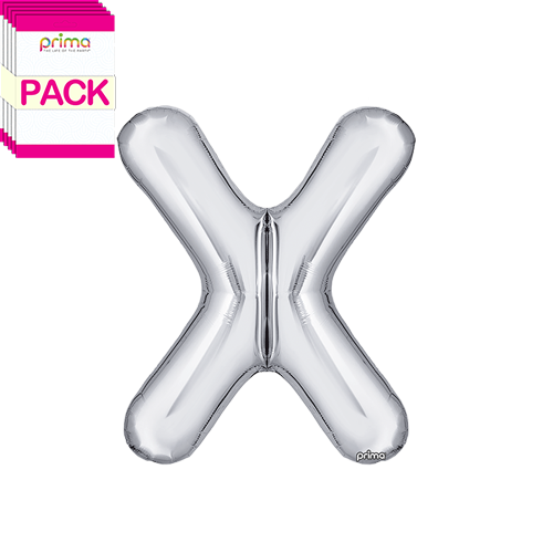 [PF-SLVX-16-50-2-BAND] 16" Silver Letter X (Pack of 5) - Prima