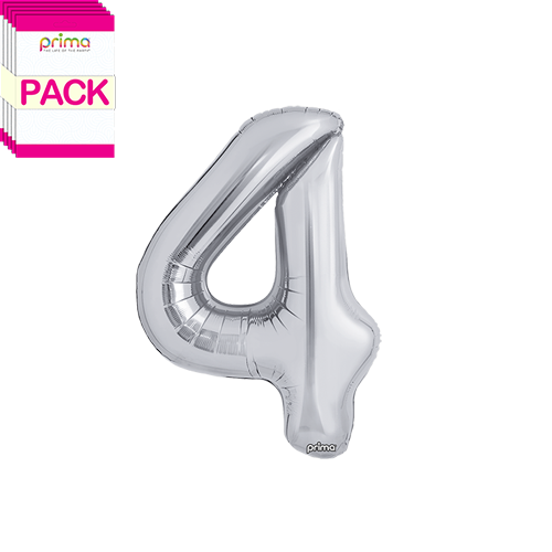 [PF-SLV4-16-50-2-BAND] 16" Silver Number 4 (Pack of 5) - Prima