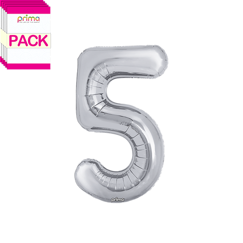 [PF-SLV5-16-50-2-BAND] 16" Silver Number 5 (Pack of 5) - Prima