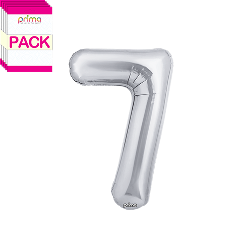 [PF-SLV7-16-50-2-BAND] 16" Silver Number 7 (Pack of 5) - Prima