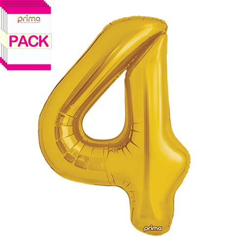 [PF-GLD4-34-50-1-BAND] 34" Gold Number 4 (Pack of 5) - Prima
