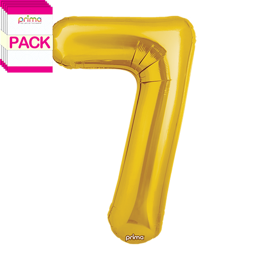 [PF-GLD7-34-50-1-BAND] 34" Gold Number 7 (Pack of 5) - Prima