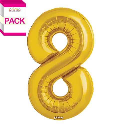 [PF-GLD8-34-50-1-BAND] 34" Gold Number 8 (Pack of 5) - Prima