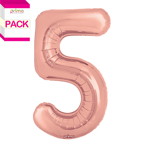 [PF-RGD5-34-50-1-BAND] 34" Rose Gold Number 5 (Pack of 5) - Prima