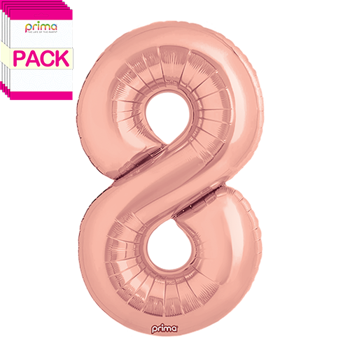 [PF-RGD8-34-50-1-BAND] 34" Rose Gold Number 8 (Pack of 5) - Prima