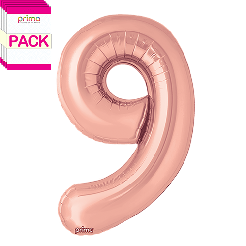 [PF-RGD9-34-50-1-BAND] 34" Rose Gold Number 9 (Pack of 5) - Prima