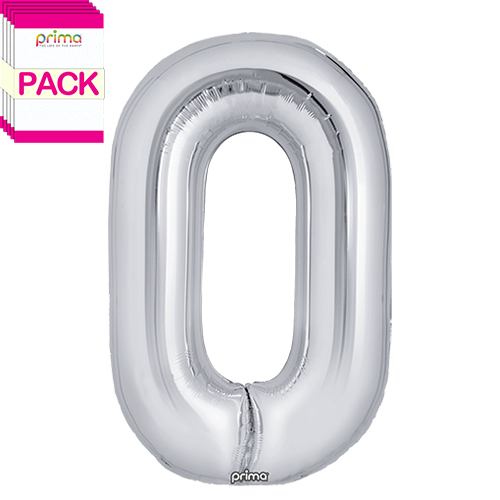 [PF-SLV0-34-50-1-BAND] 34" Silver Number 0 (Pack of 5) - Prima