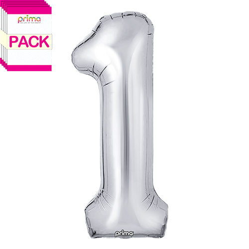 [PF-SLV1-34-50-1-BAND] 34" Silver Number 1 (Pack of 5) - Prima
