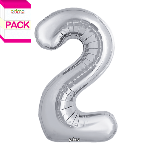 [PF-SLV2-34-50-1-BAND] 34" Silver Number 2 (Pack of 5) - Prima