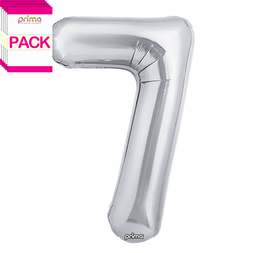 [PF-SLV7-34-50-1-BAND] 34" Silver Number 7 (Pack of 5) - Prima