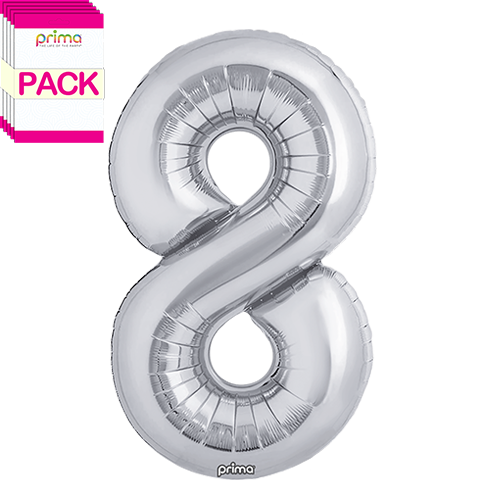 [PF-SLV8-34-50-1-BAND] 34" Silver Number 8 (Pack of 5) - Prima