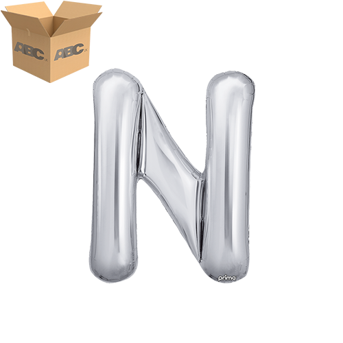 [PF-SLVN-16-50-2-CASE] 16" Silver Letter N (Case of 50) - Prima