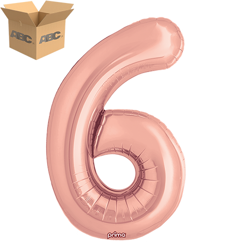 [PF-RGD6-34-50-1-CASE] 34" Rose Gold Number 6 (Case of 50) - Prima