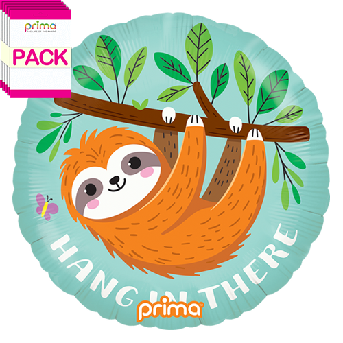 [PF-0063-18-50-1-BAND] 18" Round Hang In There Sloth (Pack of 5) - Prima