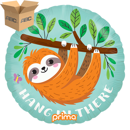 [PF-0063-18-50-1-CASE] 18" Round Hang In There Sloth (Case of 50) - Prima