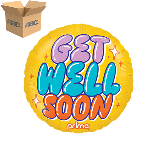 [PF-0059-9-50-6-CASE] 9" Round Get Well Soon Bubble Letters (Case of 50) - Prima