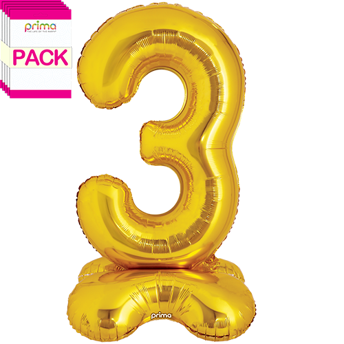 [PF-GDST3-40-50-1-BAND] 40" Gold Standing Number 3 - Prima (Pack of 5)