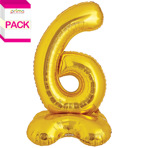 [PF-GDST6-40-50-1-BAND] 40" Gold Standing Number 6 - Prima (Pack of 5)