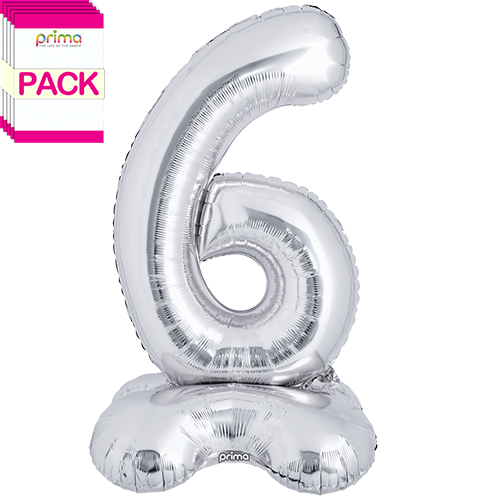 [PF-SVST6-40-50-1-BAND] 40" Silver Standing Number 6 - Prima (Pack of 5)