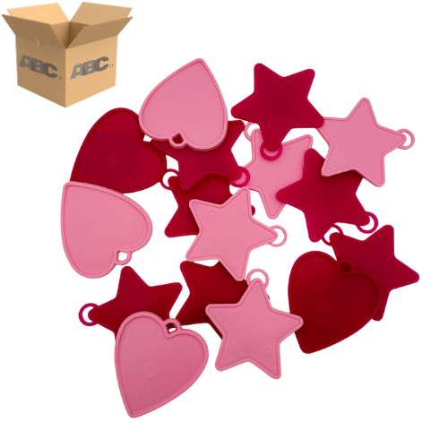 [DSB H&S ASST PINKS-CASE] Assorted Pinks - Hearts & Stars 8g Weights  (Pack of 100) (Case of 24)