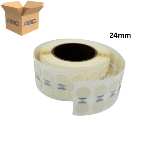 [93014-MOQ] Round Foam Sticky Pads, Double-Sided, 24mm - Roll of 500 (MOQ of 5)